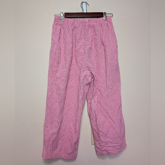 Karen Scott Pink Gingham Pants 10P Petite Pull-On Cotton Elastic Waist Summer Cr - Picture 2 of 8